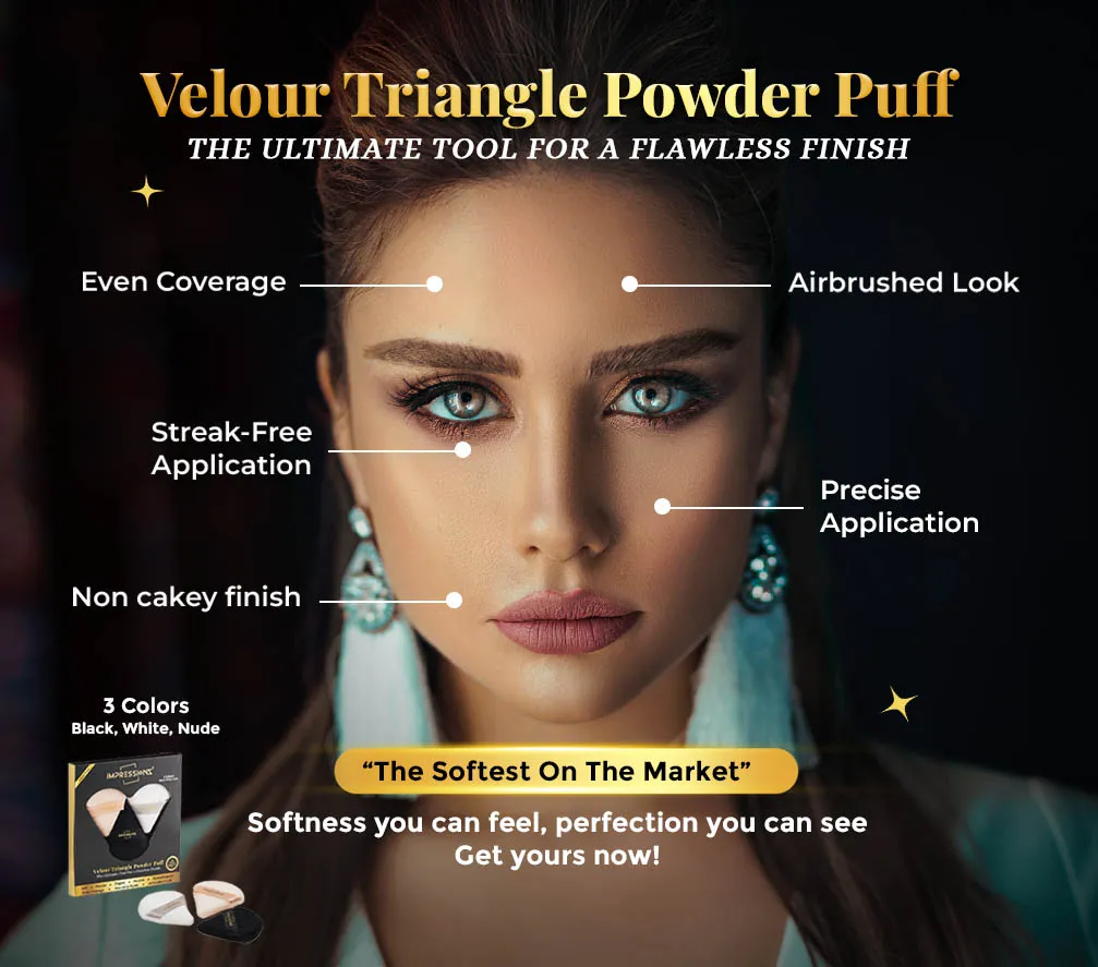 Velour Triangle Powder Puff Set